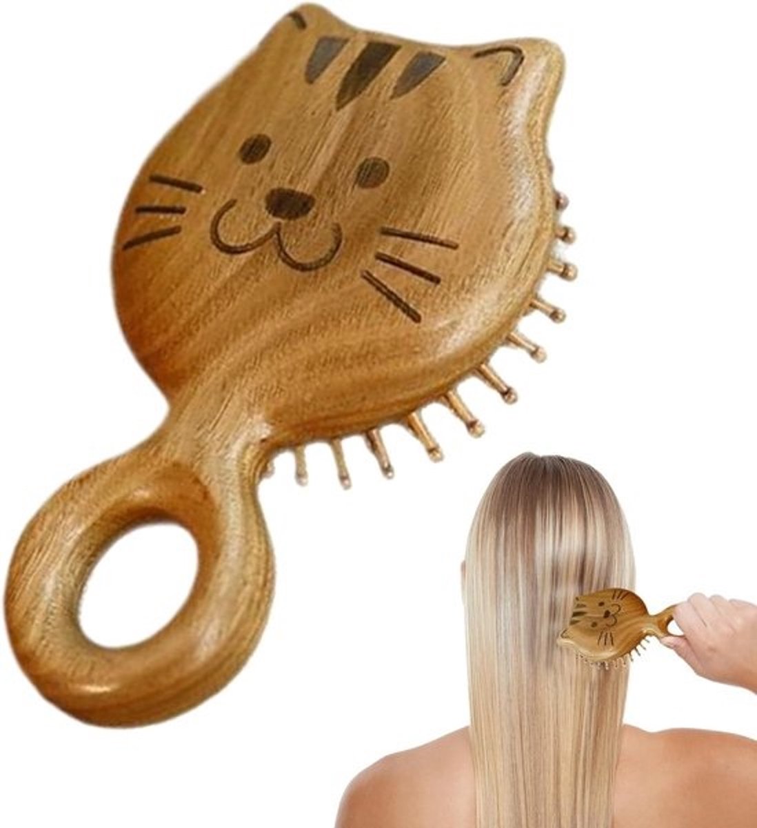 Hoofdhuid Massager Borstel - Haar Scrubber - Ontspanning Thuis - Ergonomisch Ontwerp - 16 x 10 x 5 cm - Houtkleur
