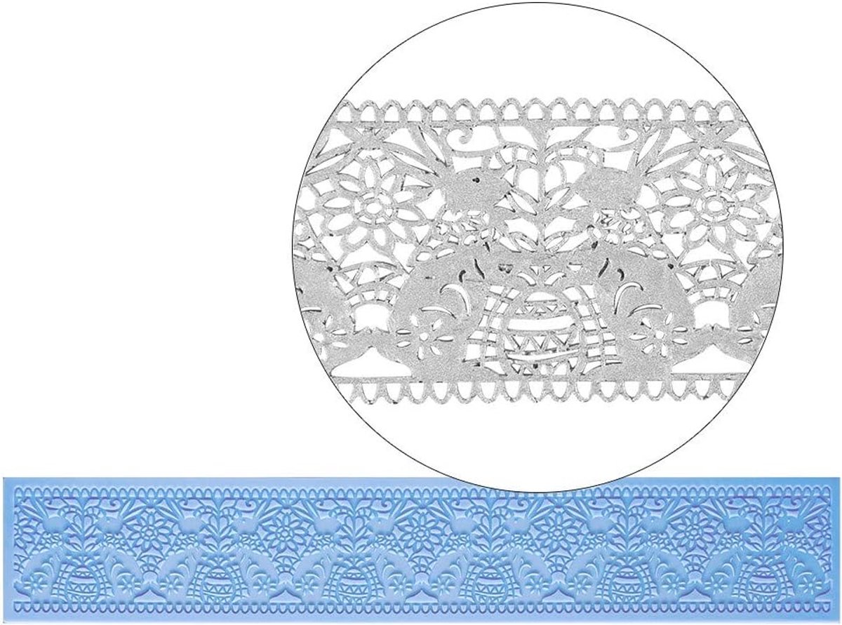 mit Herz Siliconen decormat | Siliconen vorm fondant | Hoogte: 2mm | Top Design | Ideaal voor het maken van randen in kant optiek | Gereedschap voor het vormen van fondant (Design 11 | 39cm x 7cm)