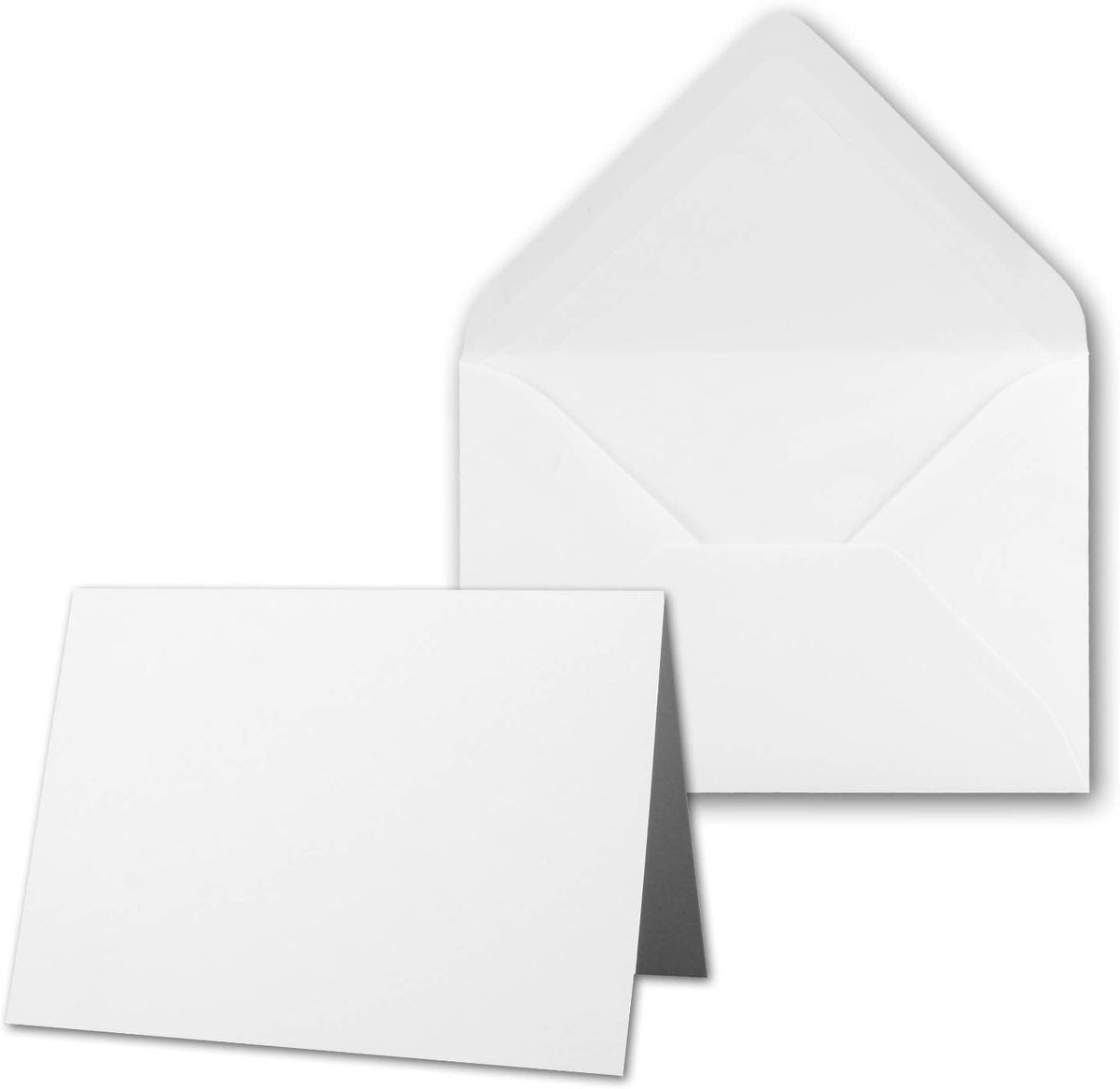 50 x kaartenpakket met gevoerde enveloppen, geribbeld, DIN B6, wit, 12 x 17 cm, nat lijmen