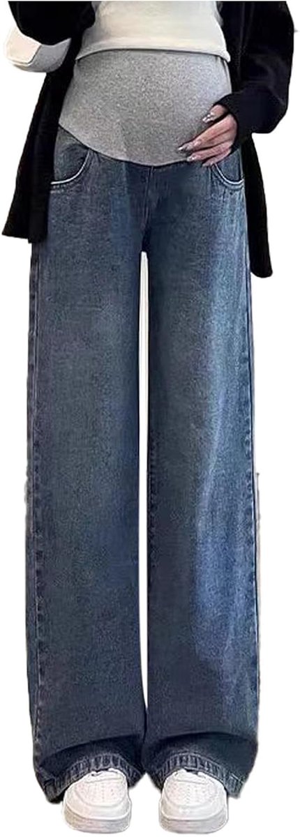damesjeans met brede pijpen, verstelbare tailleband en zakken aan beide zijden, stijlvol en elegant, praktisch voor dagelijks gebruik en werk
