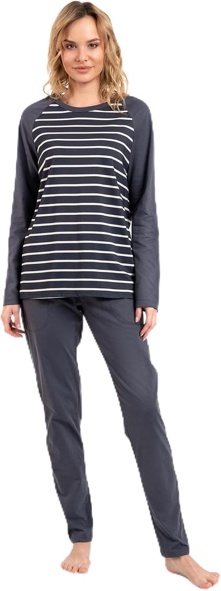 Italian Fashion Nachtoutfit voor Dames van Katoen | Comfortabele Pyjama met Lange Mouwen en Volledige Broek | Perfect voor Slapen Loungen of Thuis Relaxen in de Winter S-XXL
