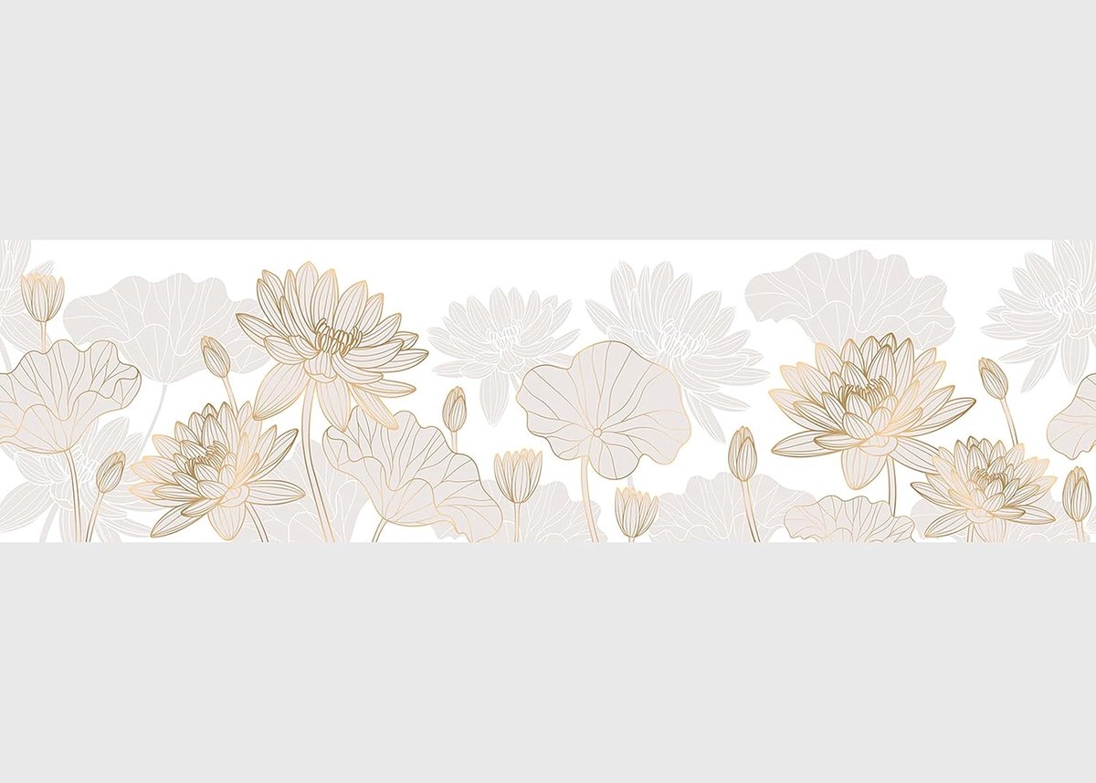 Design AWB 8238 Zelfklevende rand met gouden bloemen, zelfklevende decoratie voor muren, meubels, behang, wandbekleding en deuren, folie, meerkleurig, breedte 500 cm x hoogte 14 cm