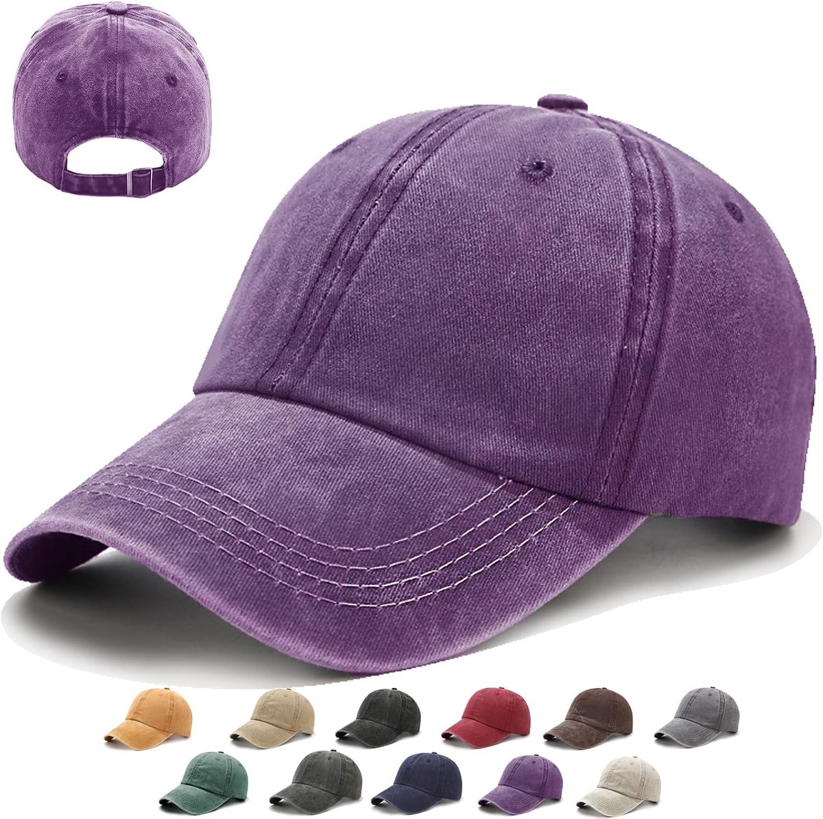 baseballpet voor dames en heren, 1/2 stuks, eenheidsmaat, metalen sluiting, verstelbaar, 14 kleuren, vintage baseballcap, retro schildmuts, uv-bescherming, outdoor, reizen, vissen