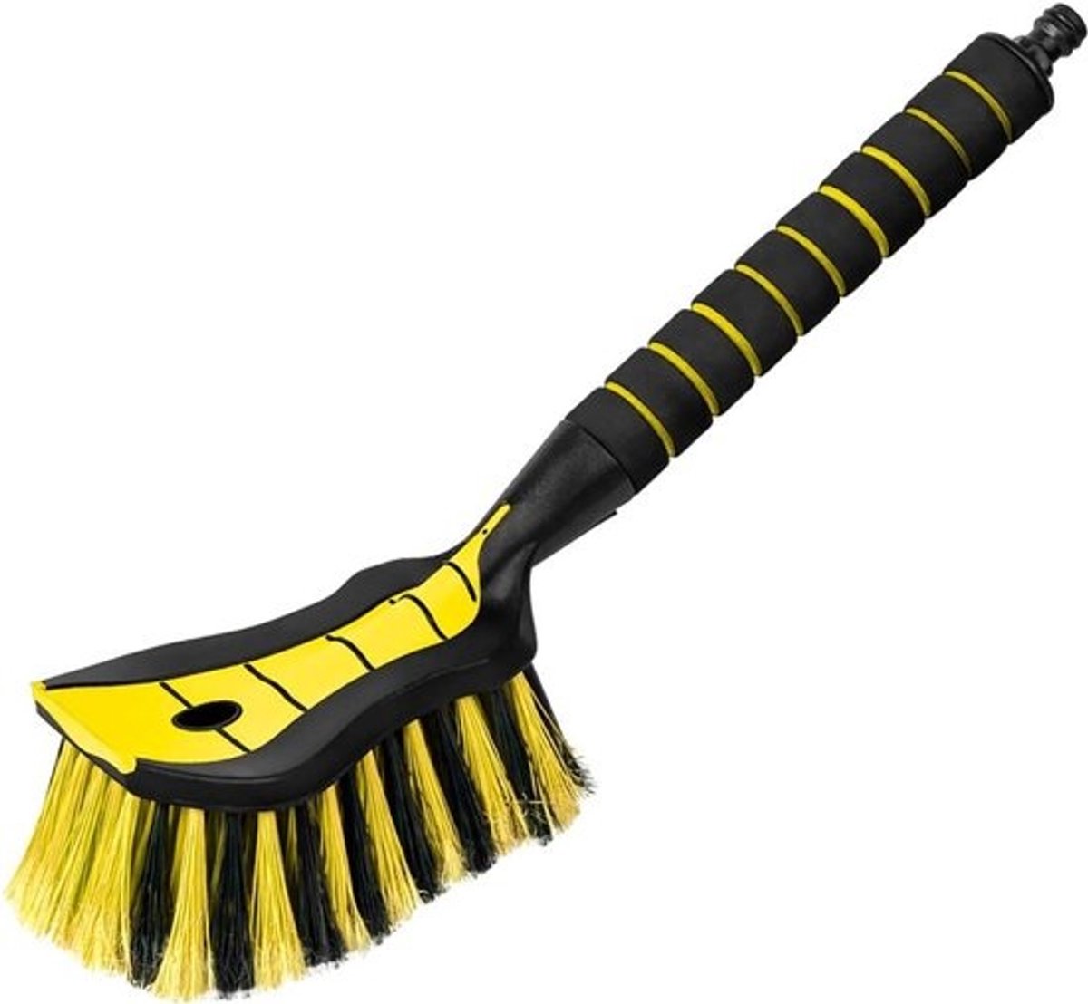 Autowasborstel met waterslangaansluiting - Waterborstel Autoreiniging - Auto Wassen - Dichte gespleten borstelharen - 44 cm - Geel