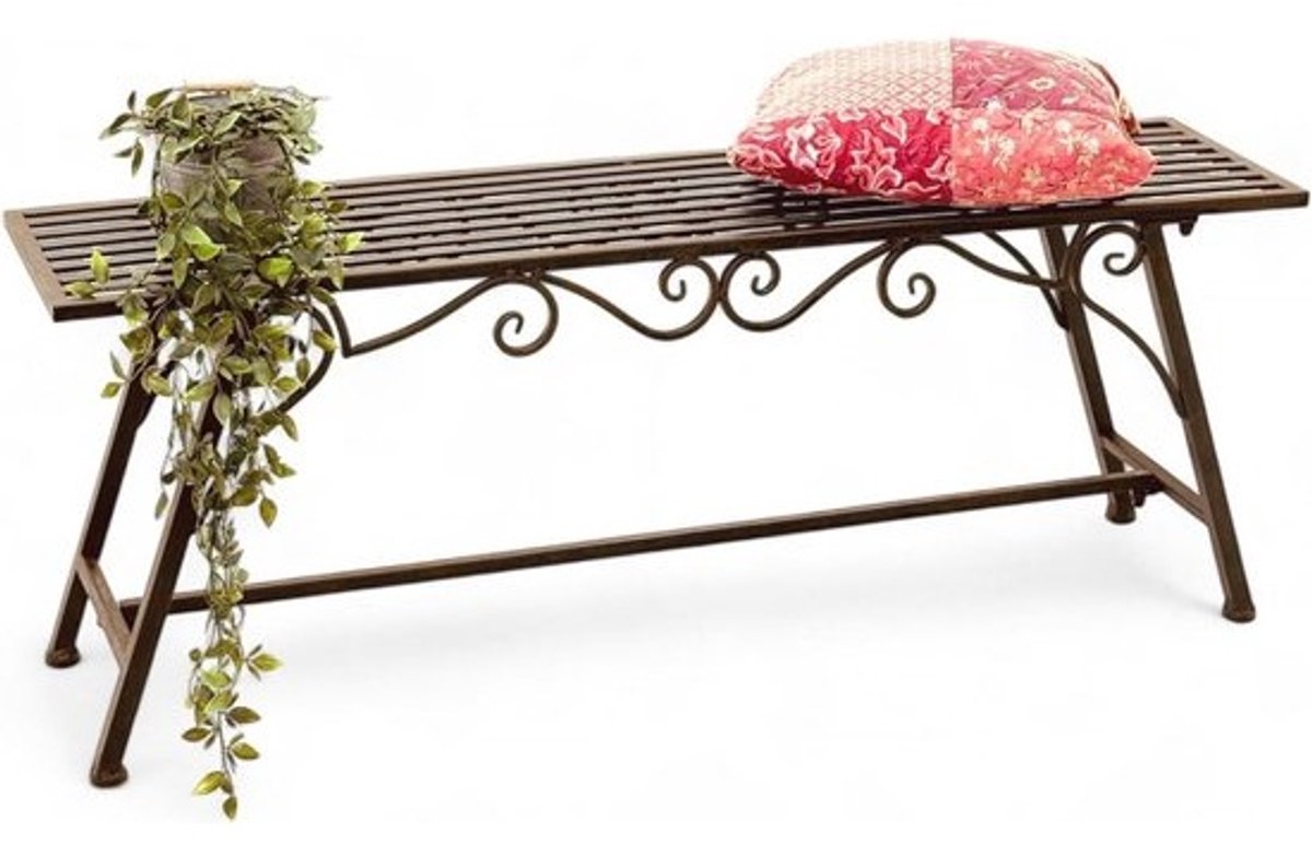 Weerbestendige Tuinbank 120 cm in Antiek Design - Metalen Zitbank voor Tuin, Terras en Balkon
