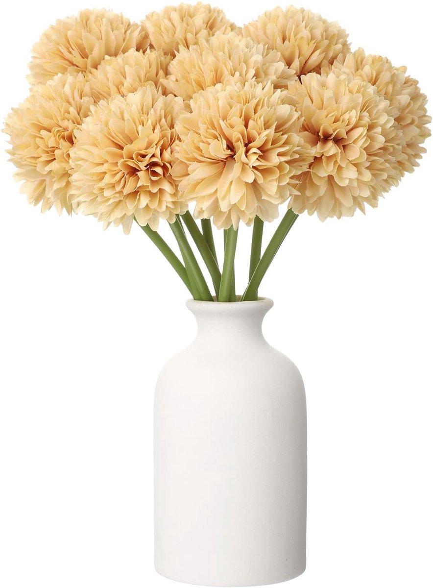 Kunstbloemen, chrysant, kunst-chrysant, boeket, zijden bloemen, kunstchrysant, voor decoratie van huis, tuin, bruiloft, feest, beige
