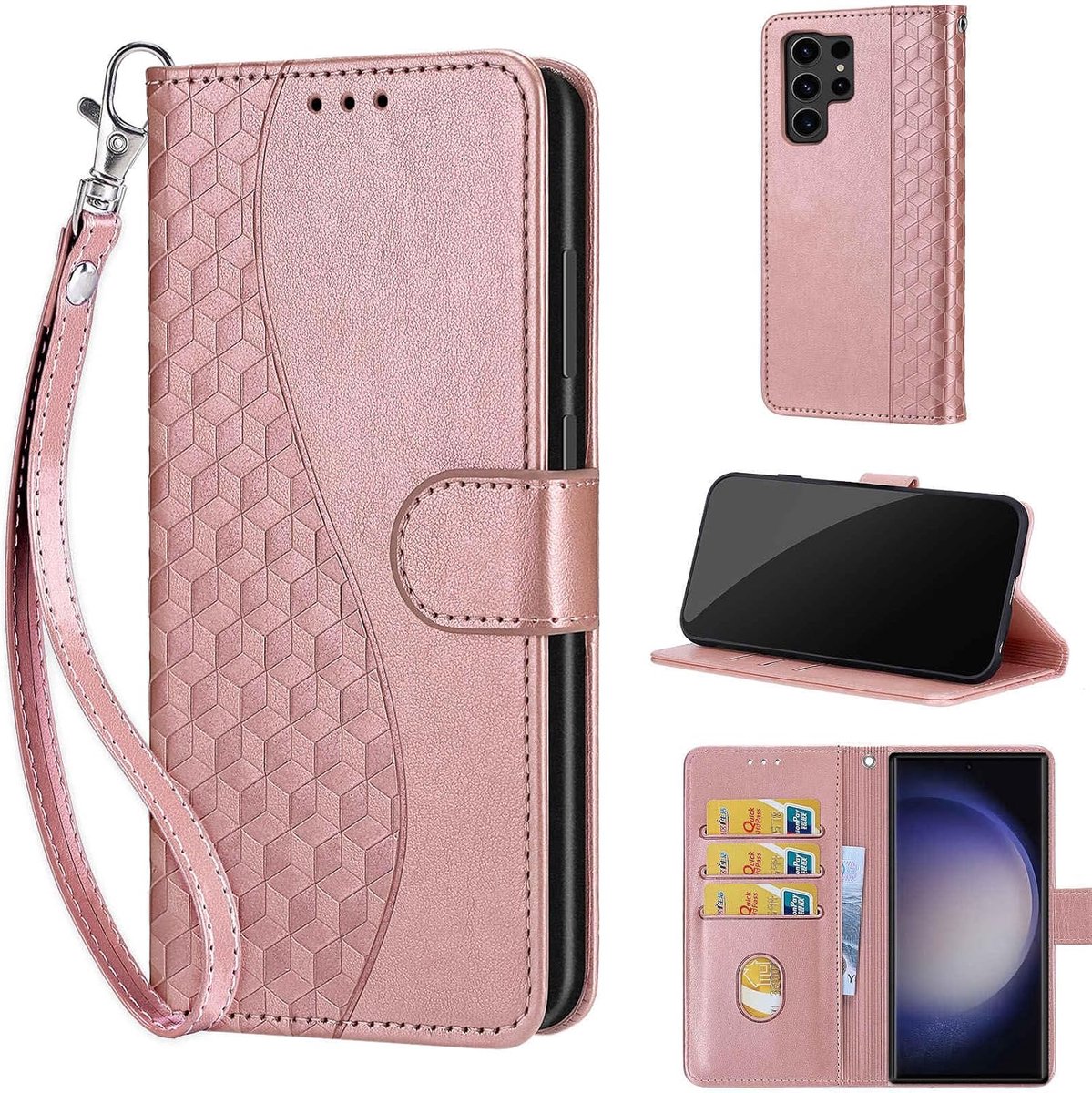 Hoes voor Samsung Galaxy S24 Ultra, Roze goud
