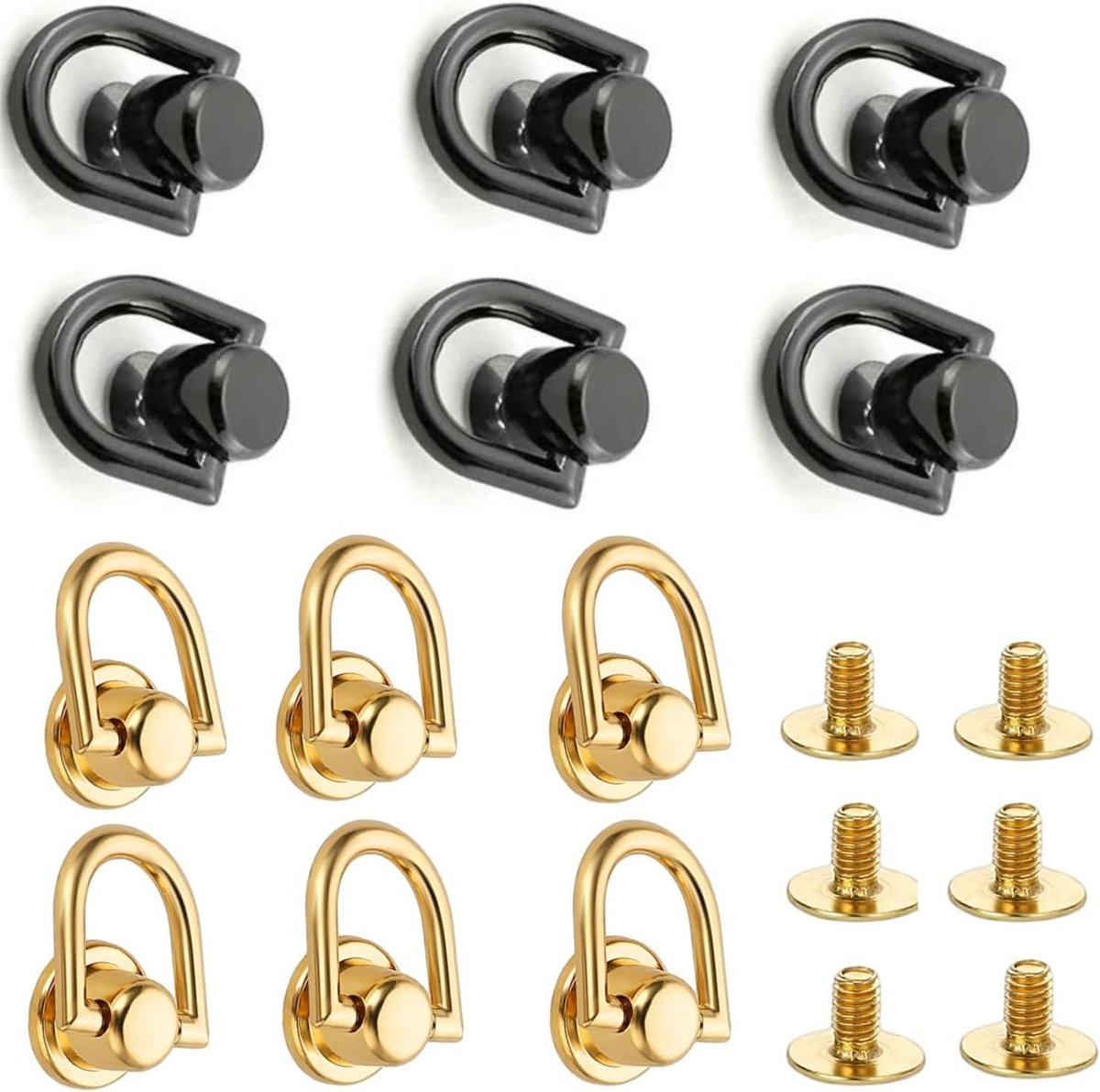 12 Stuks D Ring Rivets - Button Rivets met Ring Buckle voor Tassen, Riemen, Leren Armbanden en Schoenen