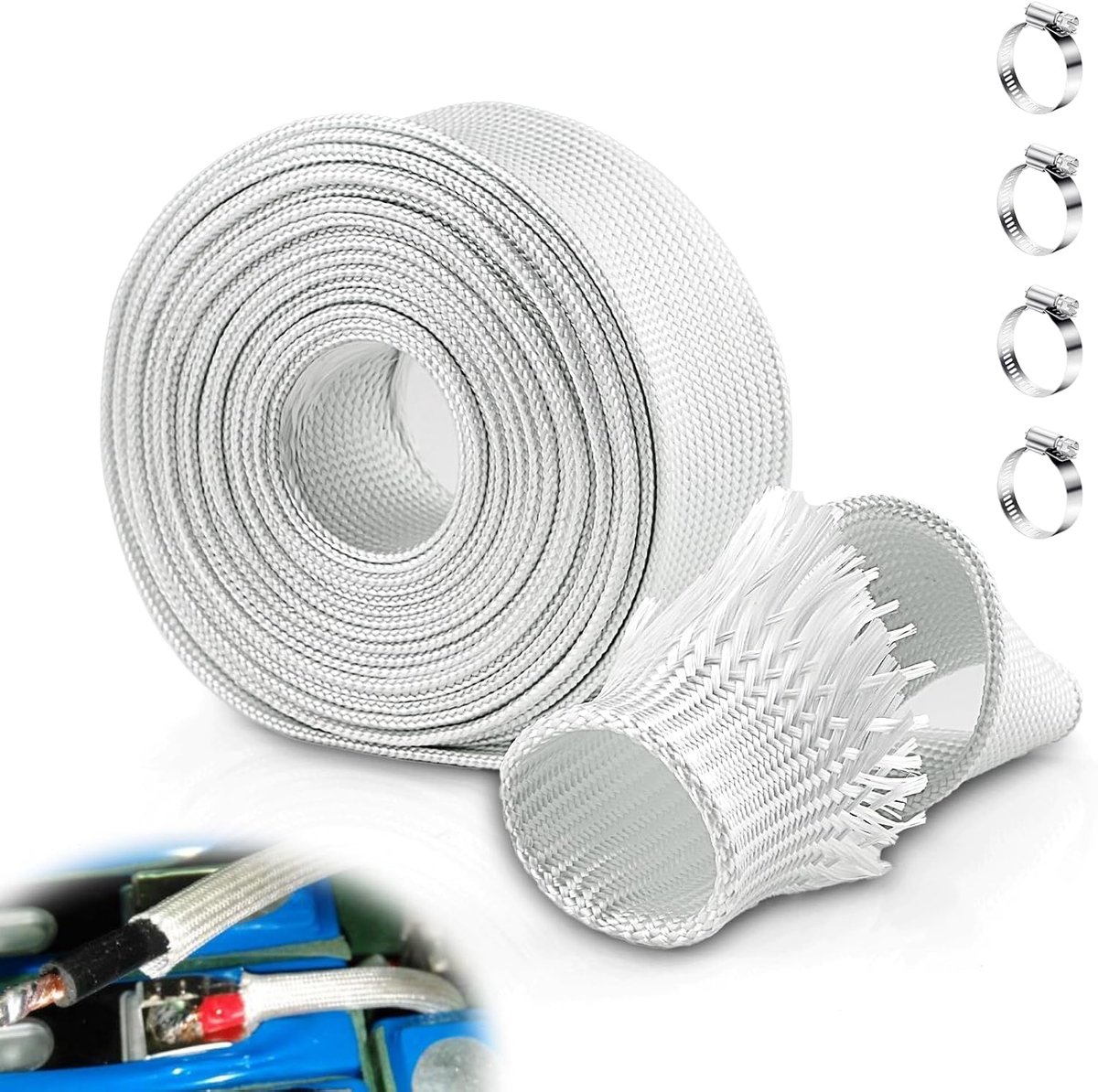 25mm Afvoerbuis voor Stroomgenerator 300CM Hittebestendige Hulpverwarming Buis Afvoerbuis Hulpverwarming Isolatie Buis met 2 Clips Hittebeschermingsbuis Hittebescherming Uitlaat