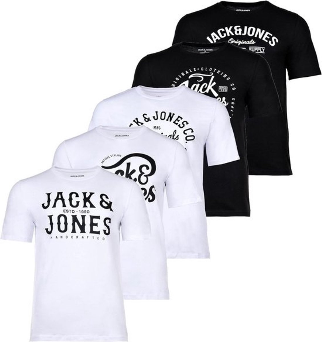 Set van 5 Heren T-shirts in Verschillende Stijlen en Kleuren