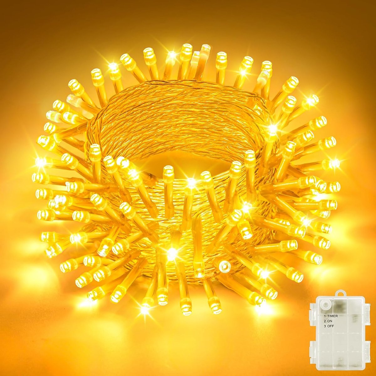 Lichtsnoer op batterijen, 5 m, 50 leds, voor buiten, met timer, IP65 waterdicht, warmwit, voor binnen en buiten, kerstdecoratie, feest, tuin