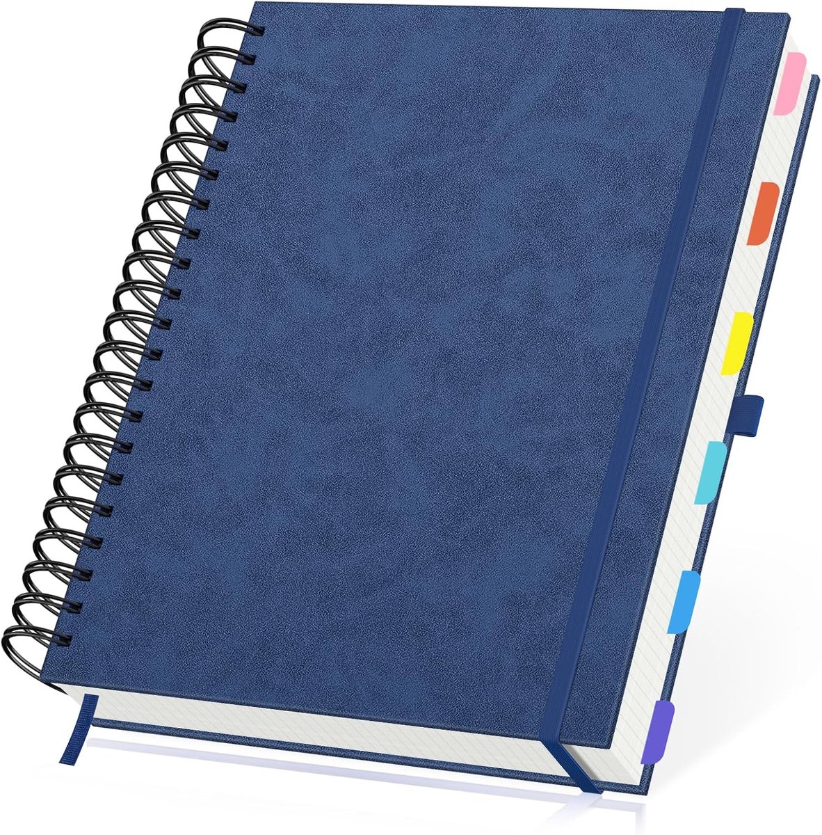 Bloknotitieboek - 1PC Geruit Notitieboek 21.6x28.5cm - 240 Pagina's PU Leer Notebook - 100gsm Spiraalboek Vierkant 5mm Vellen - A4 Notitieboek Harde Kaft, Donkerblauw