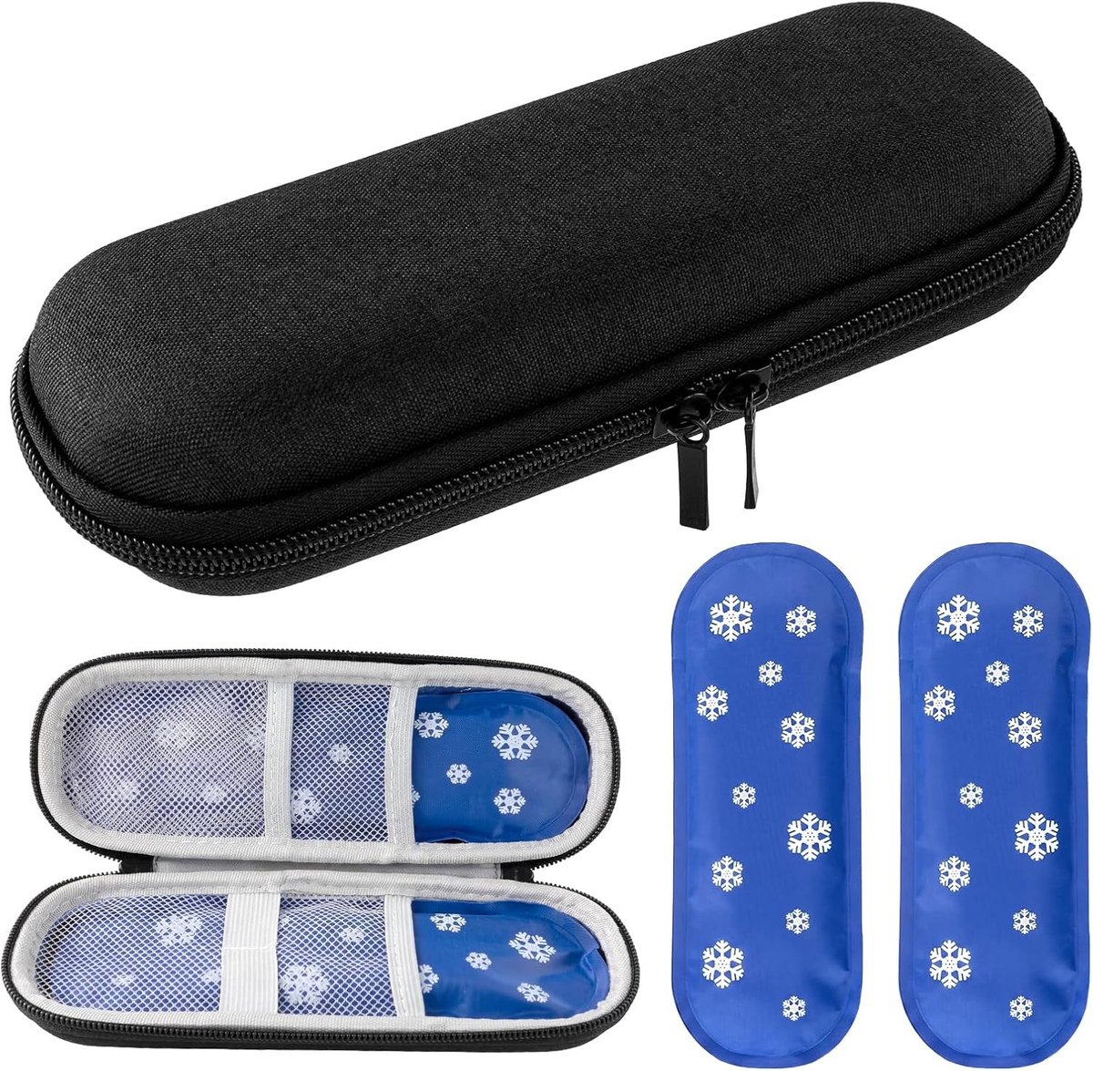 Koeltas voor Insuline met 2 Koelaccu's, Ideaal voor Reizen met Diabetische Benodigdheden, Insulinepennen, Spuiten en Medische Accessoires