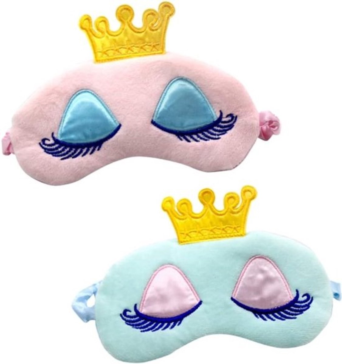 Slaapmasker Set - Oogmasker Cartoon - Ontspannen Slapen - Blokkeert Licht - 2 Stuks - Blauw Roze