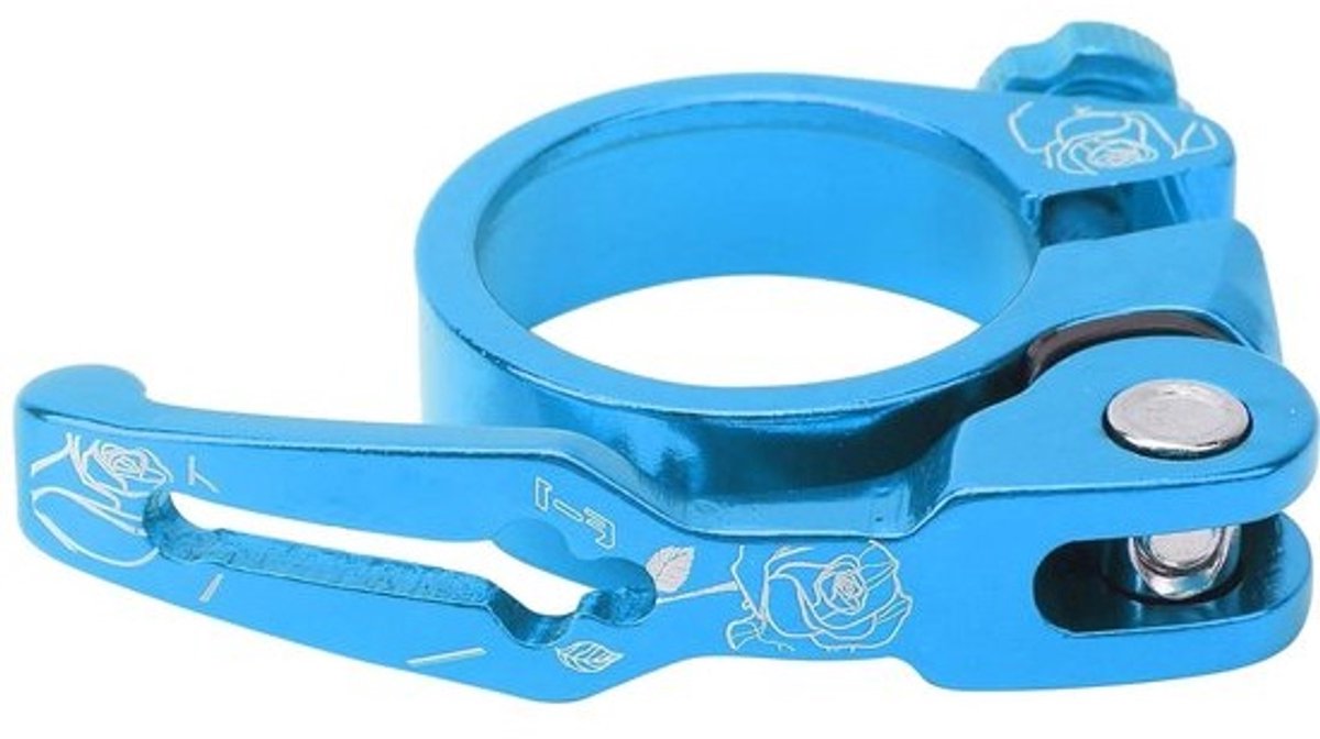 Zadelpenklem Snelsluiting - Fietszadelklem - Fiets Zadel Verstellen - Lichtgewicht Aluminium - 349 Mm - Blauw