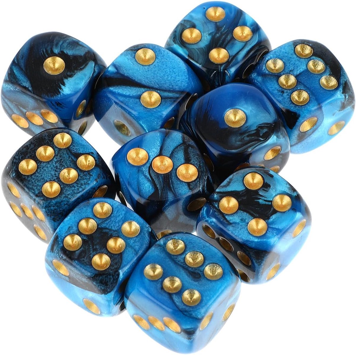 10 Stuks Gekleurde Polyedrische 6-Zijdige Dobbelstenen Set, 16 mm Acryl, Voor Klaslokaal en Bordspellen (Blauw)
