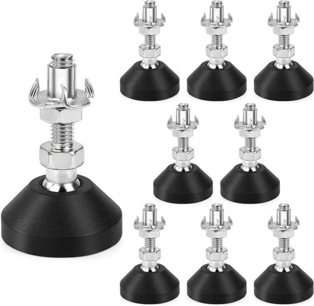 8 Stuks Verstelbare Stelschroeven M8 x 30 mm voor Meubels en Tafels met T-Moeren