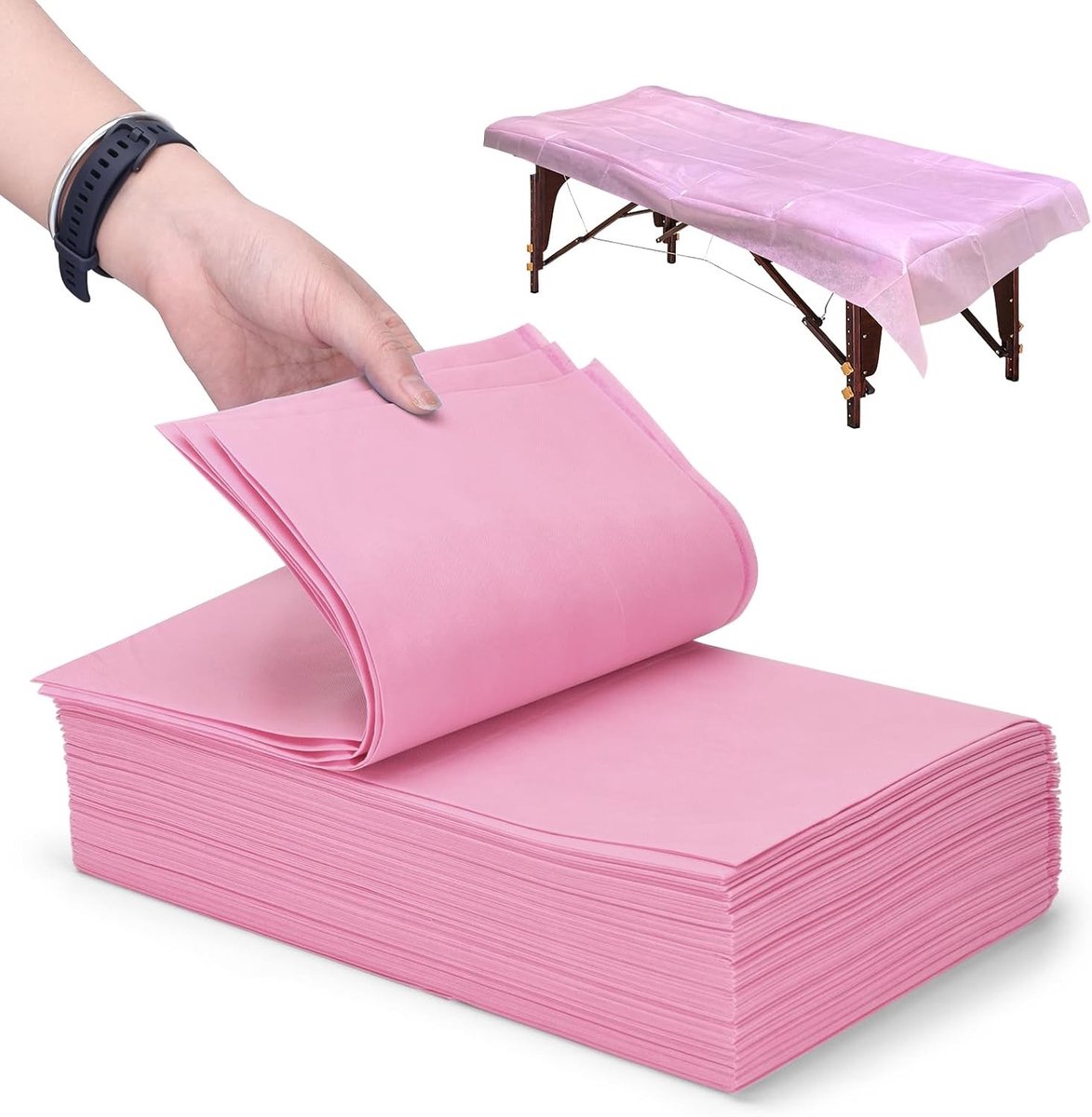 Verwijderbare en Waterdichte Tafelkleedjes voor Tattoo en Massage - 20 Stuks in Roze, Perfect voor SPA en Tandartsgebruik