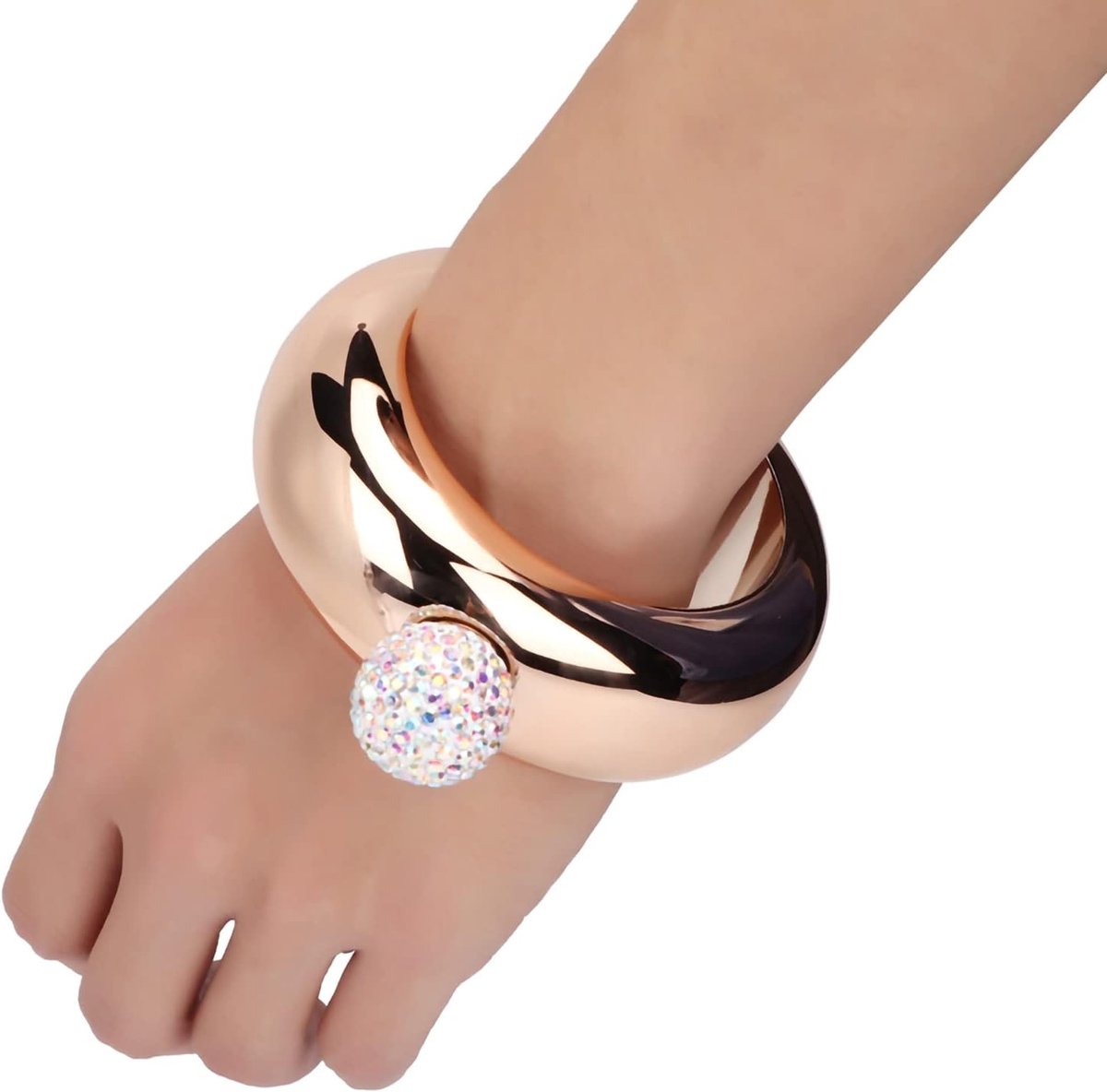 Heupfles voor armband, heupfles voor armband, wijnalcoholkan van roestvrij staal, armband, heupfles, poltrechter voor dansbar (glanzend roségoud)