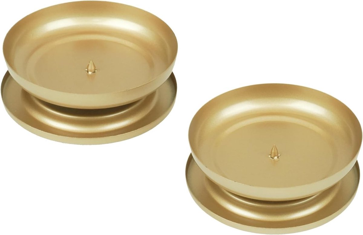 Kandelaars - Goud - Ø10,5 cm - IJzeren Kandelaarhouders voor Pijlerkaarsen - Voor Bruiloften en Feestdecoratie
