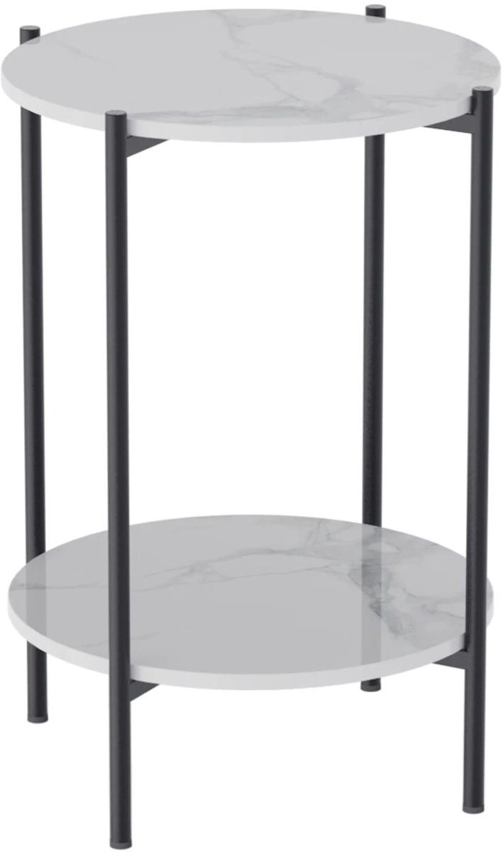 Klarven Bijzettafel Sintersteen Zwart - Bijzettafel Bank - Bijzettafel Rond - Bijzettafel - Krasbestendig Blad - Stijlvol En Duurzaam - Rond Ø40,5xh55cm