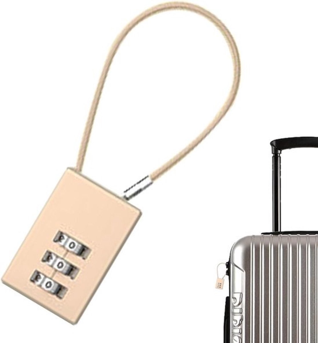 Kofferslot met Kabel - Cijferslot Bagage - Reizen Beveiligen - Zware Kwaliteit - 9.5 cm - Goud