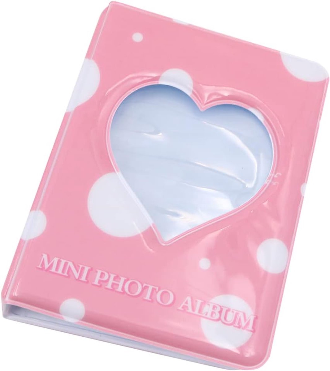 Dailygoods- Fotoalbum Mini 7,6 cm - Instapfotoalbum - Roze Cirkel - Hoogwaardig PVC - Voor 3 inch Foto's - Compact en Schattig - Fotoboek