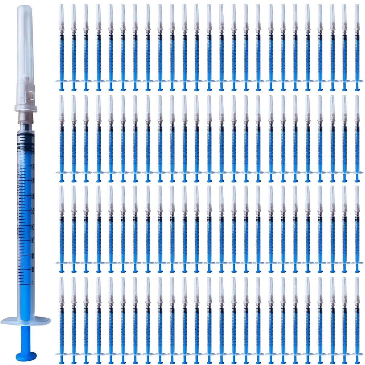 100 stuks spuit 1 ml: 1 ml/cc plastic tube 32 G, plastic spuiten, multifunctioneel meetgereedschap, kleine doseerspuit, wegwerpspuiten klein, vloeibare spuit, per stuk verpakt (100 stuks)