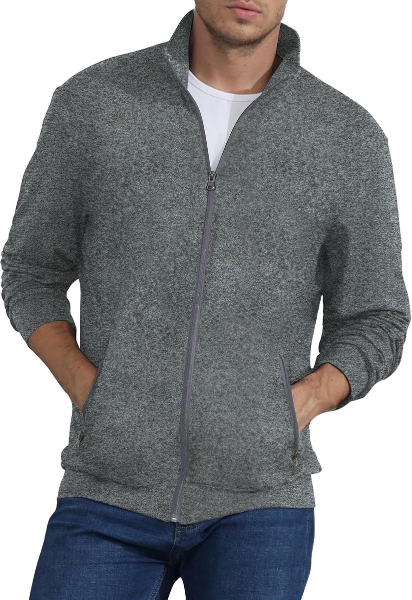 Heren Sweatshirt Volledige Zip Actieve Rekbare Jas Lichtgewicht Lange Mouw Jas