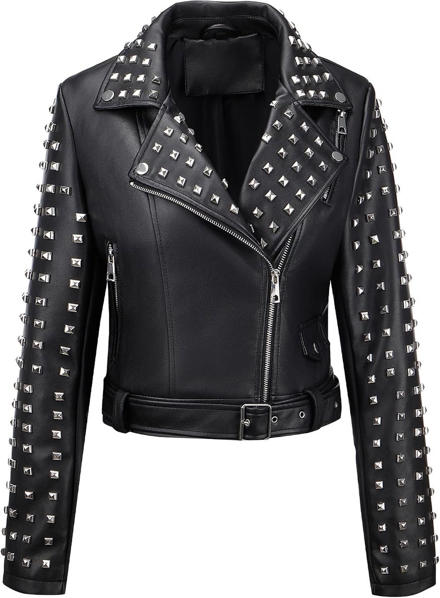 Dames kunstleer motorjas klinknagels casual korte motorjas herfst jurken mode jurken 2024