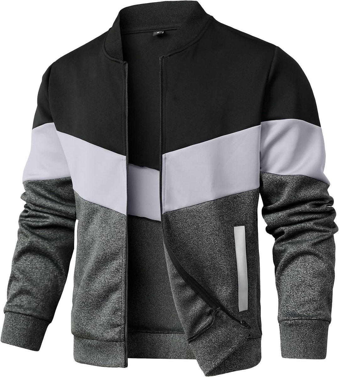 Lichte jas voor heren, casual bomberjack, kleurblok, varsity mantel