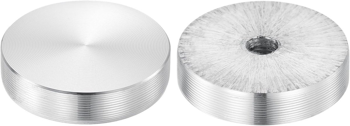Aluminium schijf in ronde vorm, adapter voor glasplaat, rond, aluminium, 2 stuks, M6 x 30 mm, voor tafelblad, glas