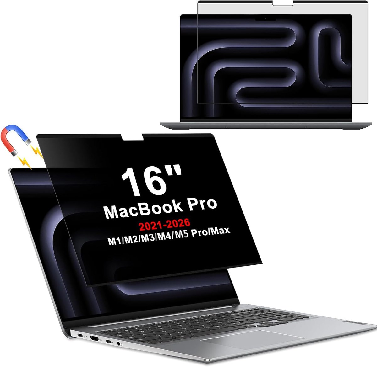 privacyfilter voor MacBook Pro 16 inch 2024 2023 2021 (M4/M3 en M2/M1), afneembare displaybeschermfolie voor MacBook Pro 16 inch