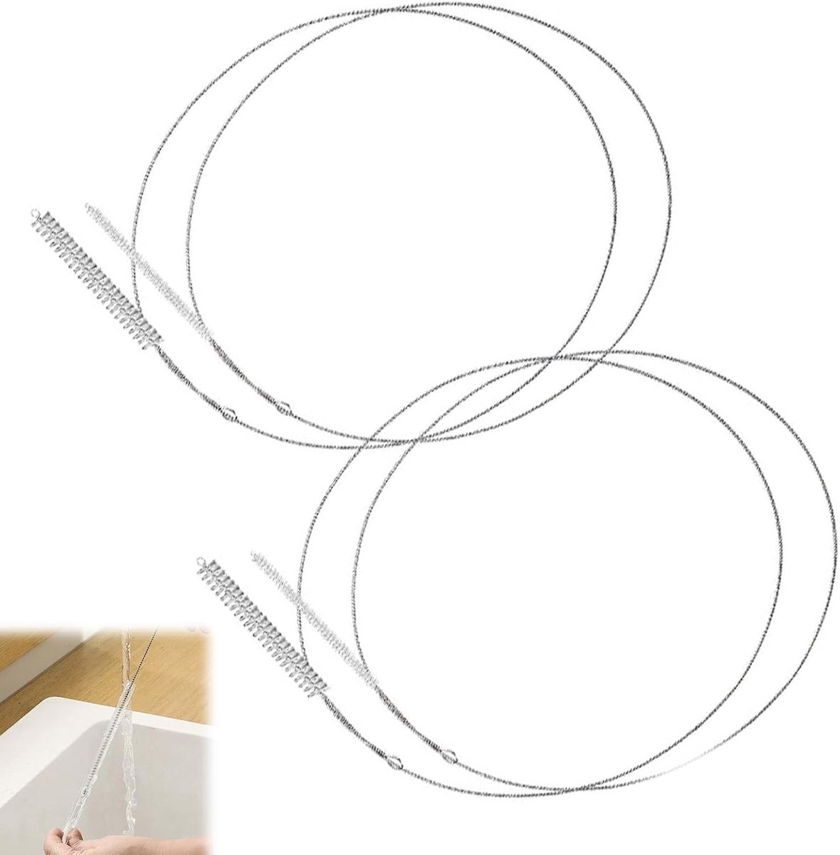 4 stuks, 100 cm, flexibele reinigingsborstel, roestvrijstalen borstel, lange pijpenreiniger, multifunctionele reinigingsborstel, voor rietjes, slangflessen (wit)