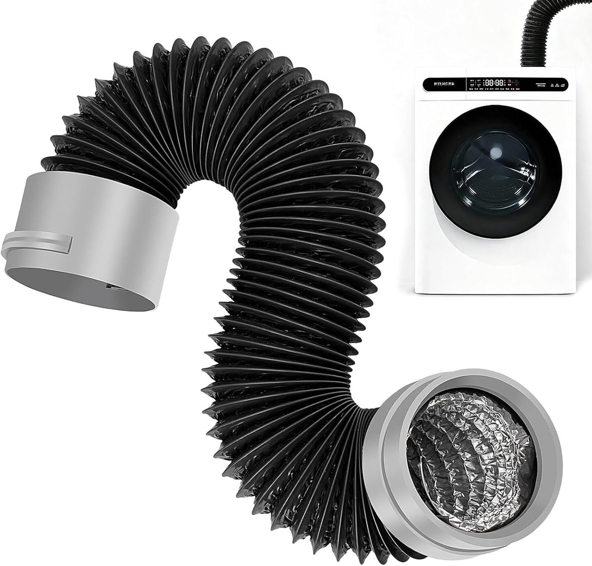Ø 100 mm, met flexibele soft-aansluiting, pvc-aluminium flexibele buis met 2 slangklemmen van roestvrij staal, afvoerbuis voor airconditioning, wasdroger, afzuigkap (5 m)