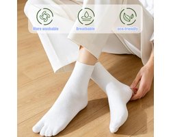 4 paar Japanse TabI sokken van ademend katoen, voor teenslippers en geta, gespleten teen voor heren en dames, elastische sokken, antislip, TabI Shoes voor Samurai, Tabi-sokken, wit