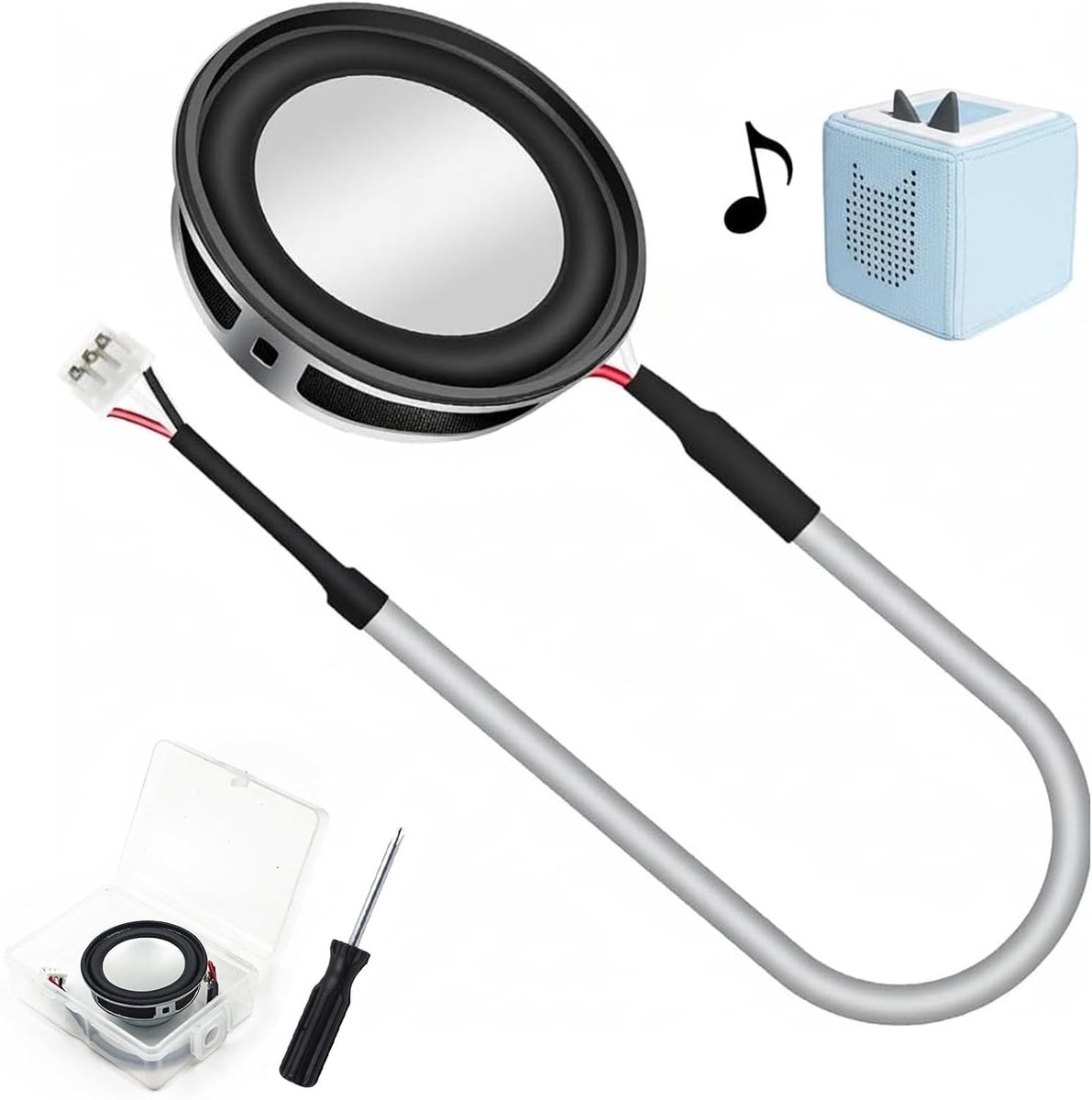 Vervangende luidspreker, 4Ω 3 W, compatibel met Toniebox audiospeler, 40 mm reservespeaker, reparatieaccessoireset, muziekbox, inbouwluidspreker, reserveonderdelen met schroevendraaier voor Toniebox