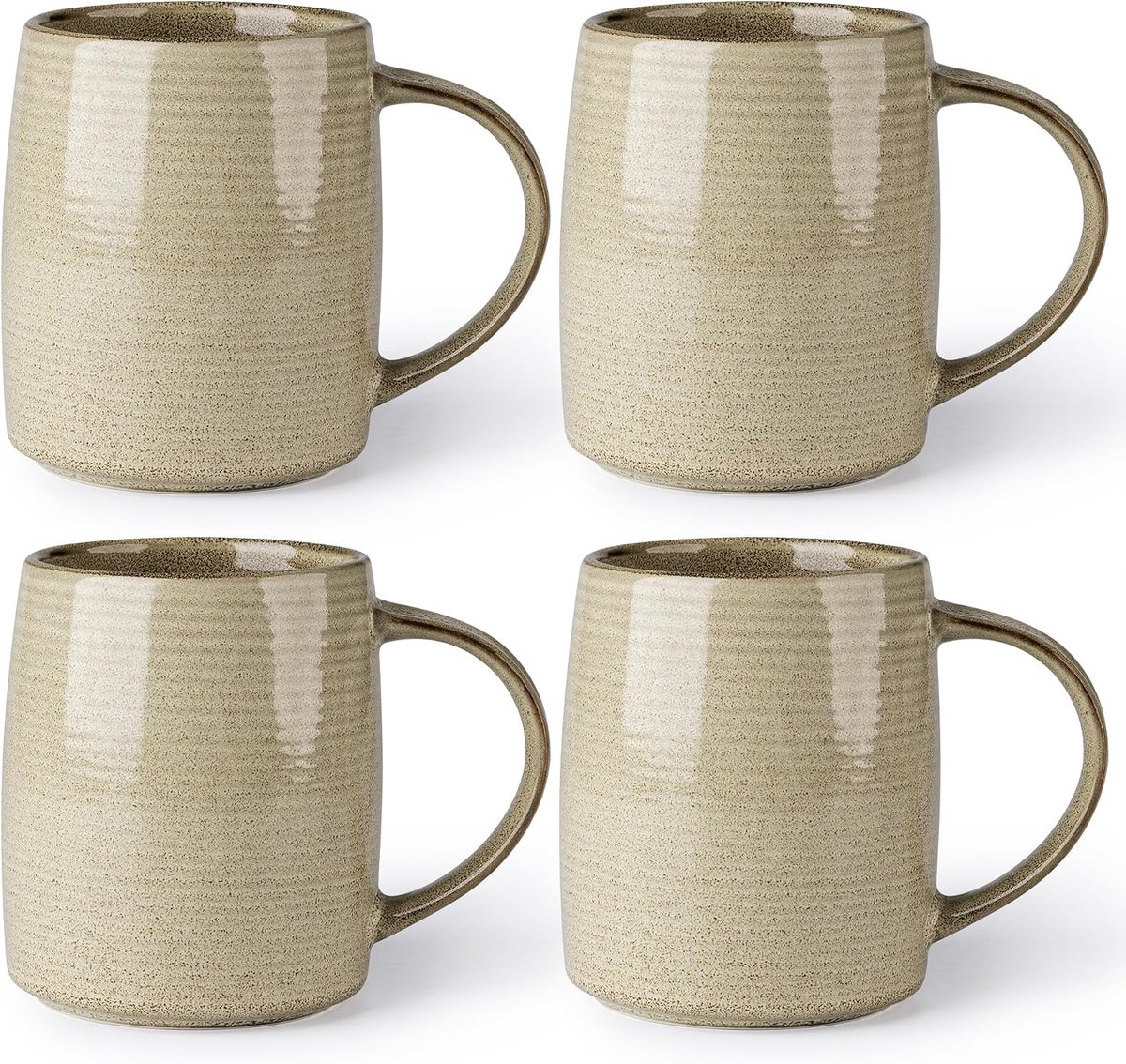 Grote koffiekopjesset van 4 stuks, 500 ml, handgemaakte keramische