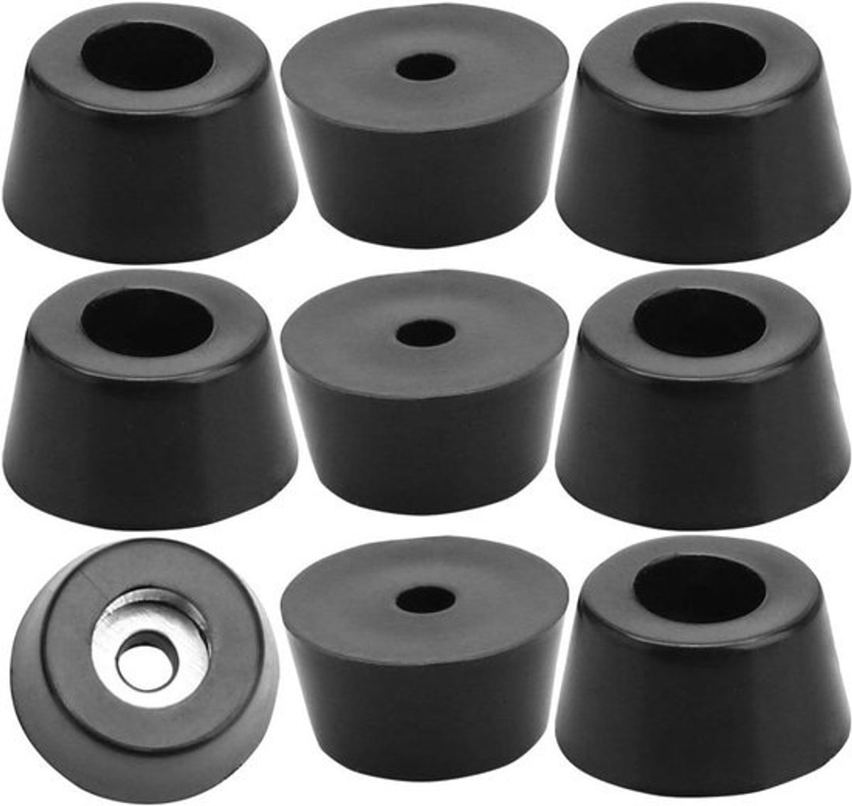 Rubberen Voetjes - Meubeldoppen Bumperpads - Meubels Beschermen - Met Metalen Ring - 9 stuks - Zwart