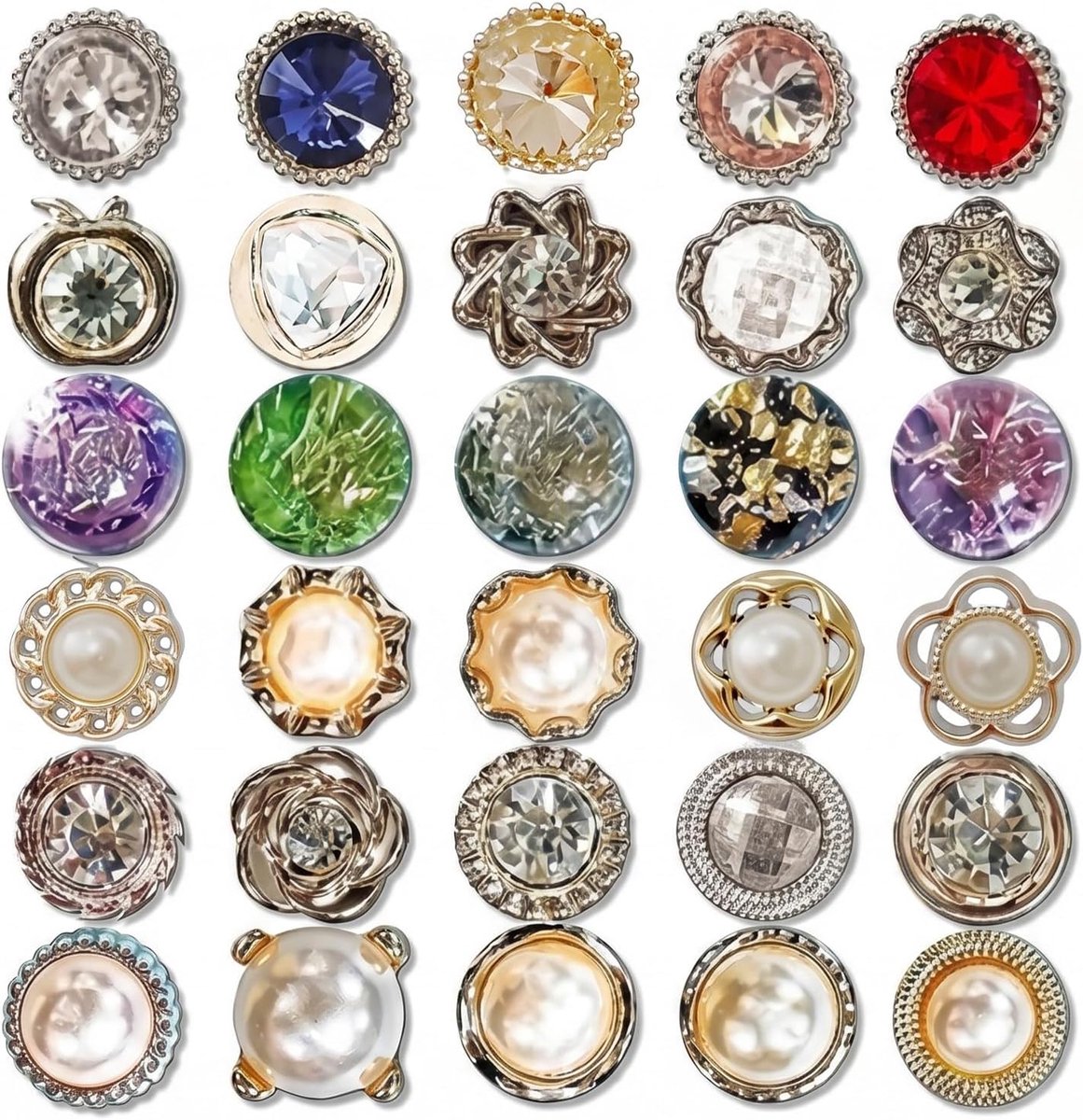 Broches voor dames, kleding, onzichtbare hemdknopen, anti-blootstelling, decolletéspeld met parels en strass voor blouse, jurk, cardigan, jeans, decoratie, doe-het-zelf, 30 stuks