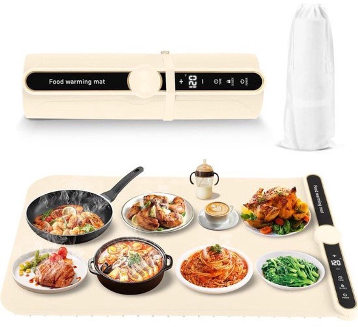 Opvouwbare Elektrische Warmhoudplaat met Timer en 9 Temperatuurinstellingen voor Buffet en Feestjes