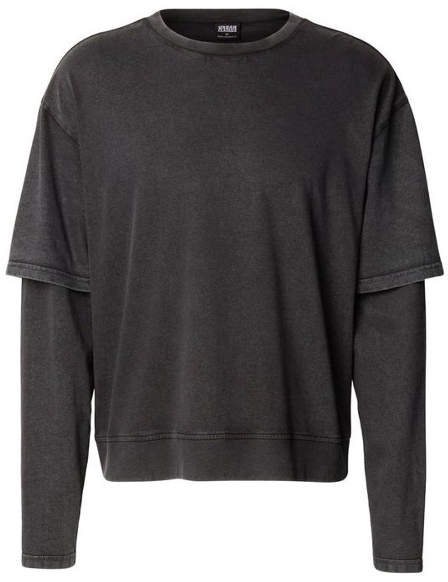 Urban Classics Longsleeve Washed Double Layered TB8410 Zwart