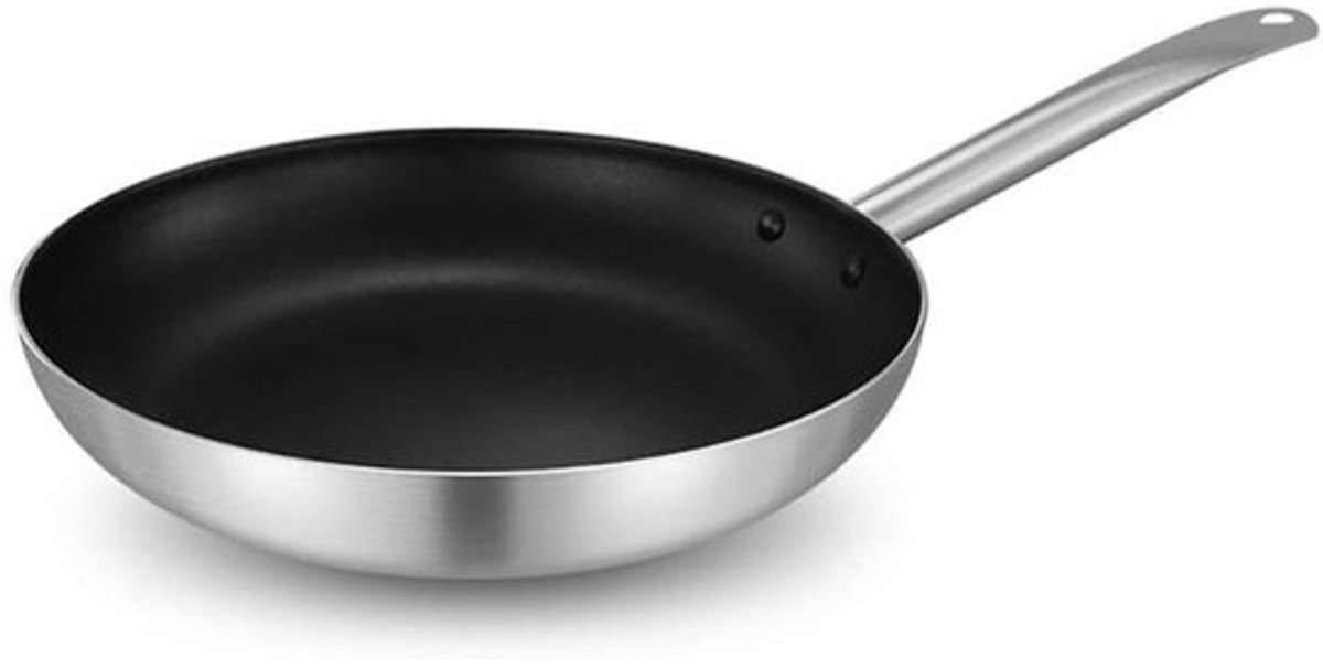 Wok Pan - Roerbakpan Koekenpan - Alle Kookplaten - Stay Cool Handgrepen - 24 cm - Zilverkleurig