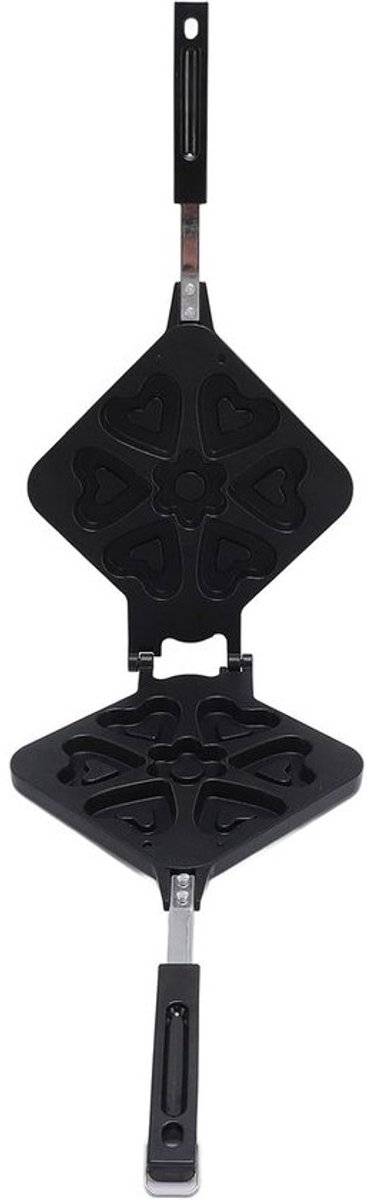 Wafelijzer Hartvorm - Bakvorm Pan - Ontbijt Maken - Dubbelzijdig Bakken - Diameter 22cm - Zwart