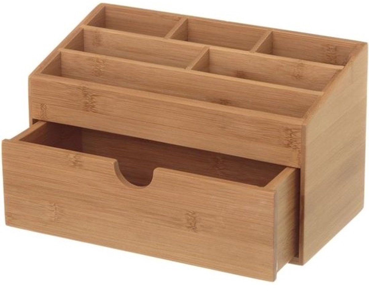 Bureau Organizer Bamboe - Opberger Bureau - Bureau Organiseren - Met Lade - 255 x 13 x 15 cm