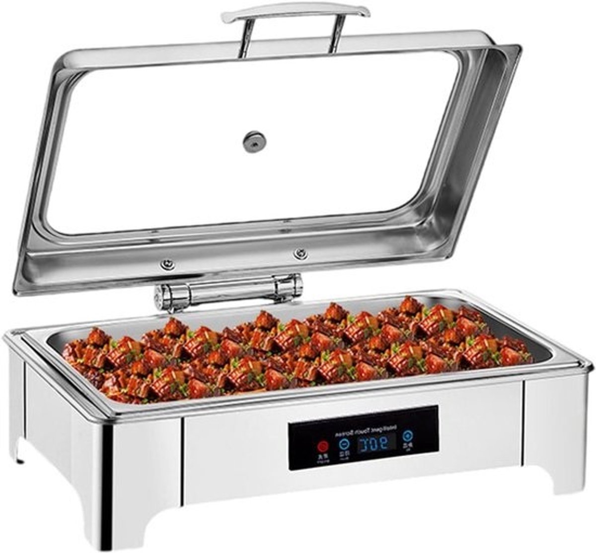Elektrische Chafing Dish - Buffet Server - Gerechten Warm Houden - Instelbare Temperatuur - 135L Capaciteit - Zilverkleurig