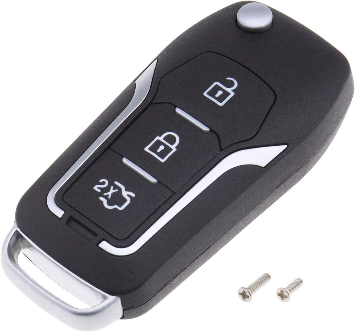 idea 3-knops Auto Afstandsbediening Opvouwbare Sleutelhanger Case Vervanging Shell HU101 Sleutel Blank Compatibel met Fiesta Mondeo Focus met Schroeven