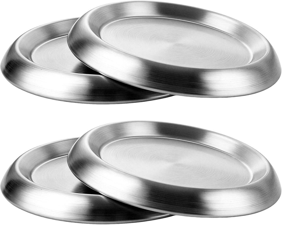 4 stuks kaarsenborden, roestvrij staal, rond, 11 cm, kandelaars, onderzetters, drankonderzetters met rand, voor bruiloftsdecoratie, Kerstmis, spa, en geschenken