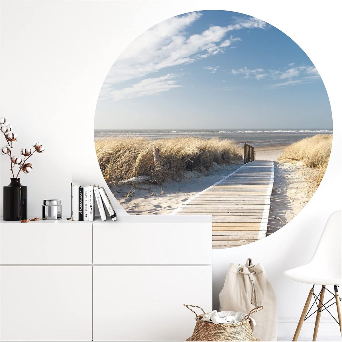 Muursticker Woonkamer Zee Strand Rond Moderne Oostzee Maritiem Slaapkamer Wanddecoratie Hal Duinen DL706-2