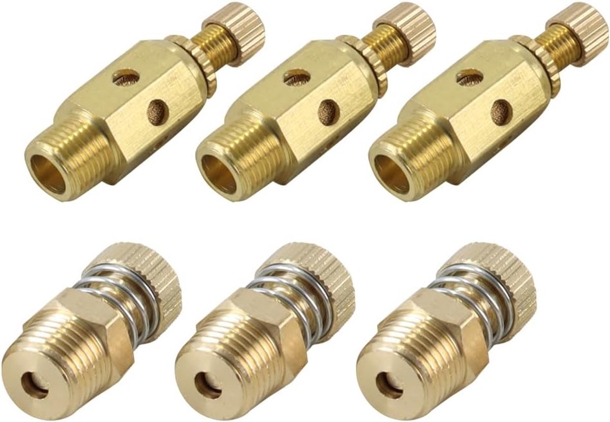 Verpakking met 3 x 1/8 PT en 3 x geluiddempers, pneumatische 1/4 PT, persluchtgeluiddemper met buitendraad voor industrieel en huishoudelijk gebruik